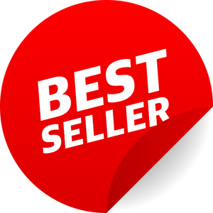 Vintage icon with red sticker best seller on white backgroun